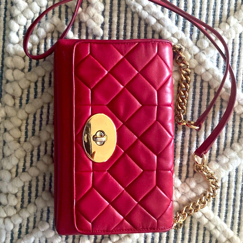 Coach quilted red crossbody